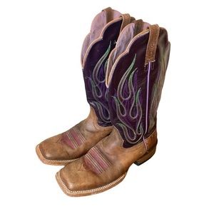 Ariat Leather Women's Boots Style 10012806 Brown Square Toe Embroidered Size 9b